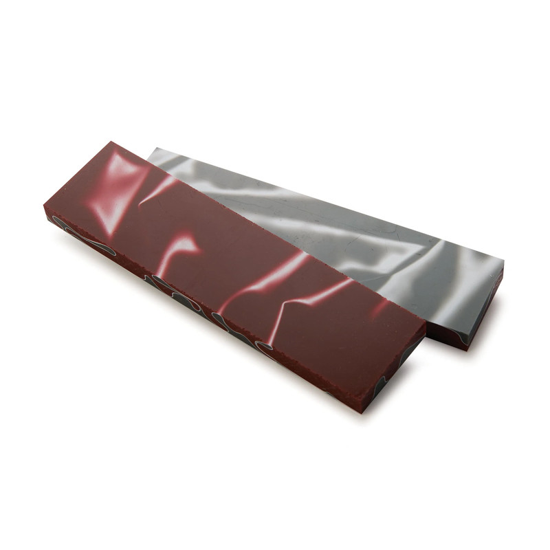 Acrylic Knife Scales - 3/8" x 1-1/2" x 6" -  Maroon & Gray - Pair